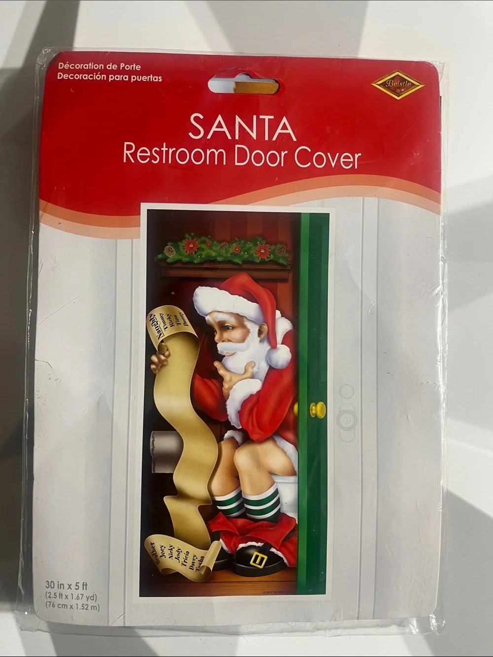 Holiday Santa Restroom Door Cover 30”x5’